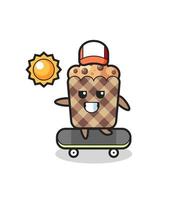 muffin character illustration ride a skateboard vector