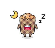 ilustración de personaje de muffin durmiendo por la noche vector