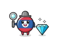 Illustration of laos flag badge character with a diamond vector
