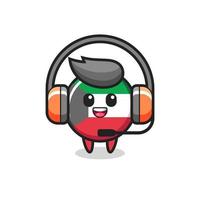 Cartoon mascot of kuwait flag badge as a customer service vector