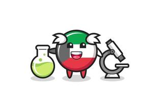 Mascot character of kuwait flag badge as a scientist vector