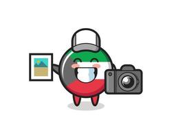 Character Illustration of kuwait flag badge as a photographer vector