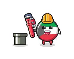 Character Illustration of kuwait flag badge as a plumber vector