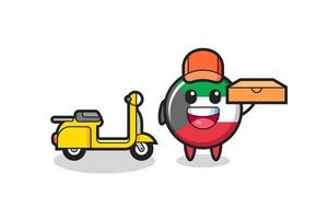 Character Illustration of kuwait flag badge as a pizza deliveryman vector