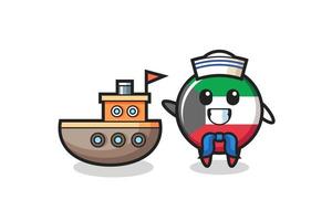 Character mascot of kuwait flag badge as a sailor man vector