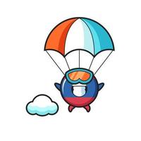 laos flag badge mascot cartoon is skydiving with happy gesture vector