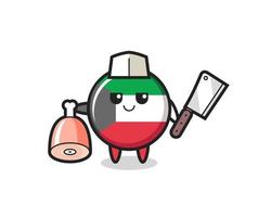 Illustration of kuwait flag badge character as a butcher vector