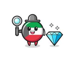 Illustration of kuwait flag badge character with a diamond vector