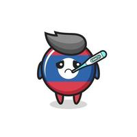 laos flag badge mascot character with fever condition vector