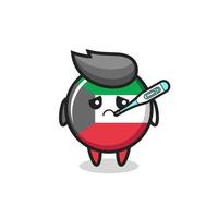 kuwait flag badge mascot character with fever condition vector