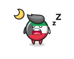 kuwait flag badge character illustration sleeping at night vector