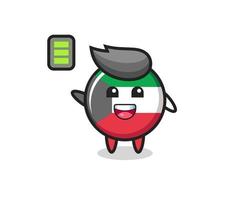 kuwait flag badge mascot character with energetic gesture vector