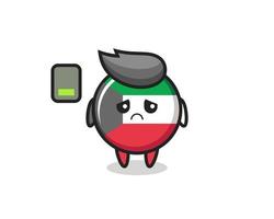 kuwait flag badge mascot character doing a tired gesture vector