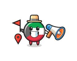 Character cartoon of kuwait flag badge as a tour guide vector