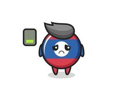 laos flag badge mascot character doing a tired gesture vector