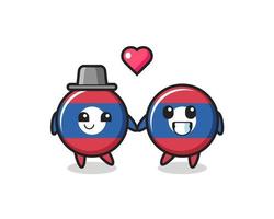 laos flag badge cartoon character couple with fall in love gesture vector