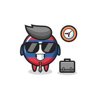 Cartoon mascot of laos flag badge as a businessman vector