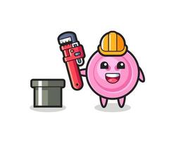 Character Illustration of clothing button as a plumber vector