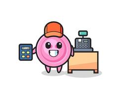 Illustration of clothing button character as a cashier vector