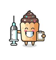 Ilustración de mascota de cupcake como médico vector