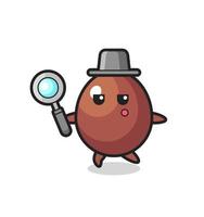 chocolate egg cartoon character searching with a magnifying glass vector