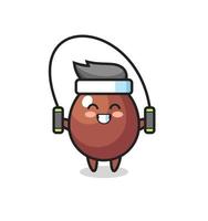 chocolate egg character cartoon with skipping rope vector