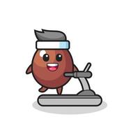 chocolate egg cartoon character walking on the treadmill vector