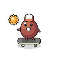 ilustración de personaje de huevo de chocolate andar en patineta vector