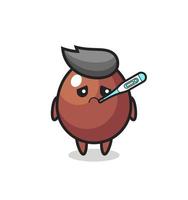 chocolate egg mascot character with fever condition vector
