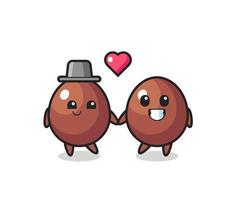 chocolate egg cartoon character couple with fall in love gesture vector