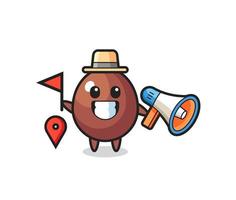 Character cartoon of chocolate egg as a tour guide vector