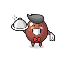 Character mascot of chocolate egg as a waiters vector