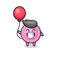 clothing button mascot illustration is playing balloon vector