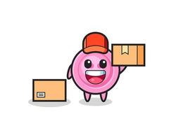 Mascot Illustration of clothing button as a courier vector