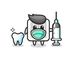 Personaje de mascota de código de barras como dentista. vector