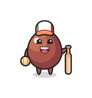 Cartoon character of chocolate egg as a baseball player vector