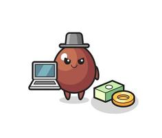 Mascot Illustration of chocolate egg as a hacker vector