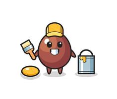 Character Illustration of chocolate egg as a painter vector