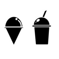 Smoothie and ice cream icon set. Smoothie and ice cream silhouette. vector