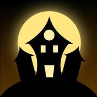 Halloween house vector with full moon