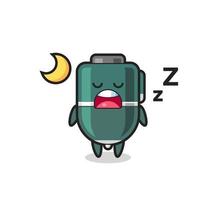 ilustración de personaje de bolígrafo durmiendo por la noche vector