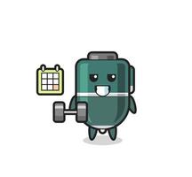 ballpoint pen mascot cartoon doing fitness with dumbbell vector