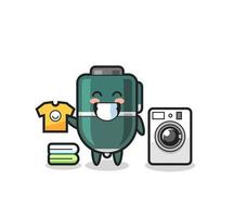 Mascot cartoon of ballpoint pen with washing machine vector