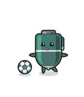 Illustration of ballpoint pen cartoon is playing soccer vector