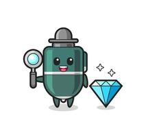 Illustration of ballpoint pen character with a diamond vector