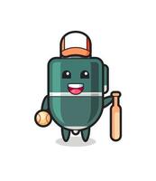 Cartoon character of ballpoint pen as a baseball player vector