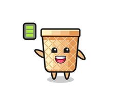 waffle cone mascot character with energetic gesture vector