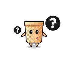 Cartoon Illustration of waffle cone with the question mark vector