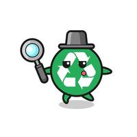 recycling cartoon character searching with a magnifying glass vector