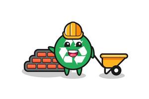 Cartoon character of recycling as a builder vector